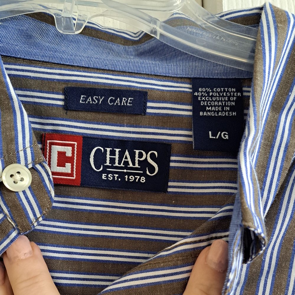 New Men's Striped Shirt Easy Care Large 60/40 New With Tags Chaps